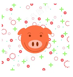 AI矢量素材 猪猪笑脸 底纹 花...