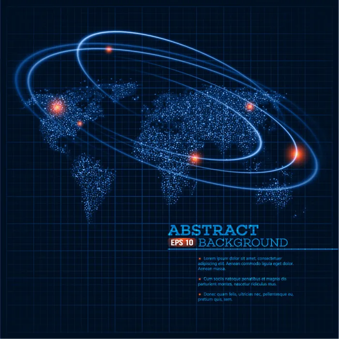世界地图与宇宙行星轨道eps,ai矢量模版下载