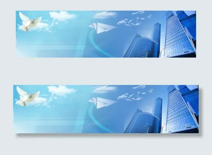 蓝色城市建筑banner背景