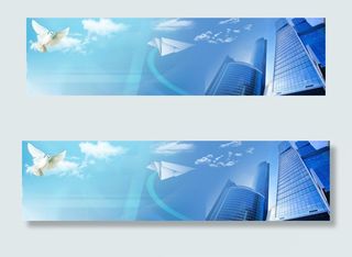 蓝色城市建筑banner背景