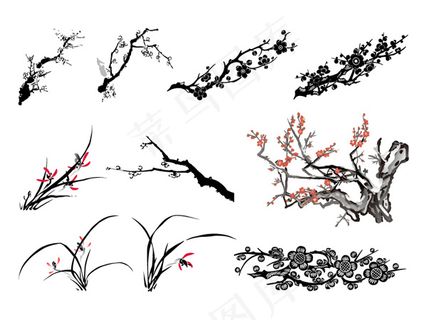 三矢量的经典的植物材料