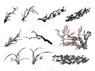 三矢量的经典的植物材料