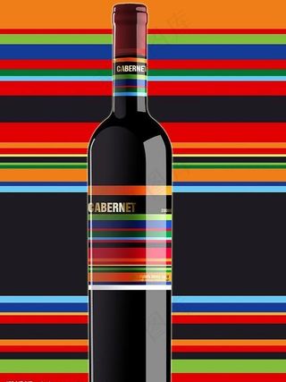 纯鼠绘红酒瓶图片