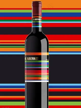 纯鼠绘红酒瓶图片