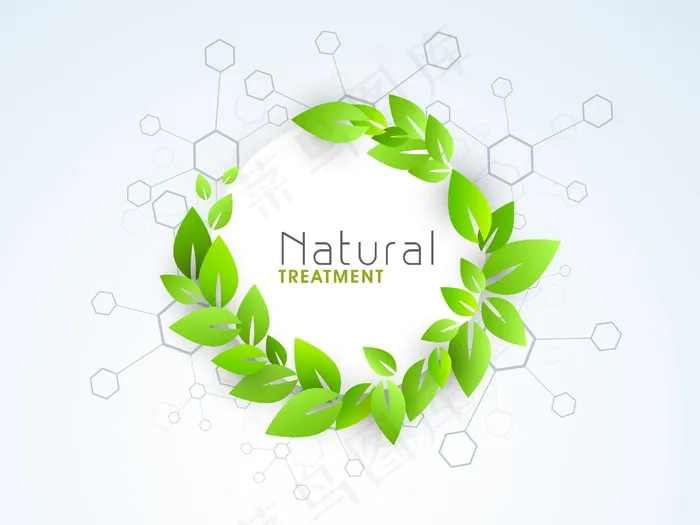摘要世界卫生日的概念 在蓝色的医学背景的绿色树叶eps,ai矢量模版下载