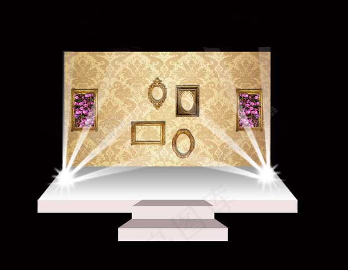 金色主题婚礼合影背景素材(4604X3577(DPI:250))psd模版下载