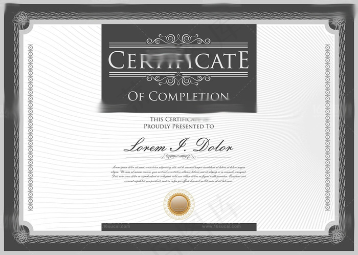 纯黑高档证书设计矢量素材