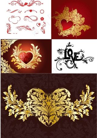 款欧式风格爱情主题花纹矢量素材