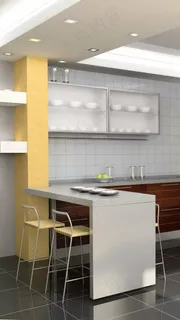 简约时尚的厨房装修高清摄影图片