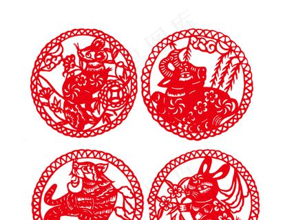 海报PPT杂志背景中国风十二生肖剪...