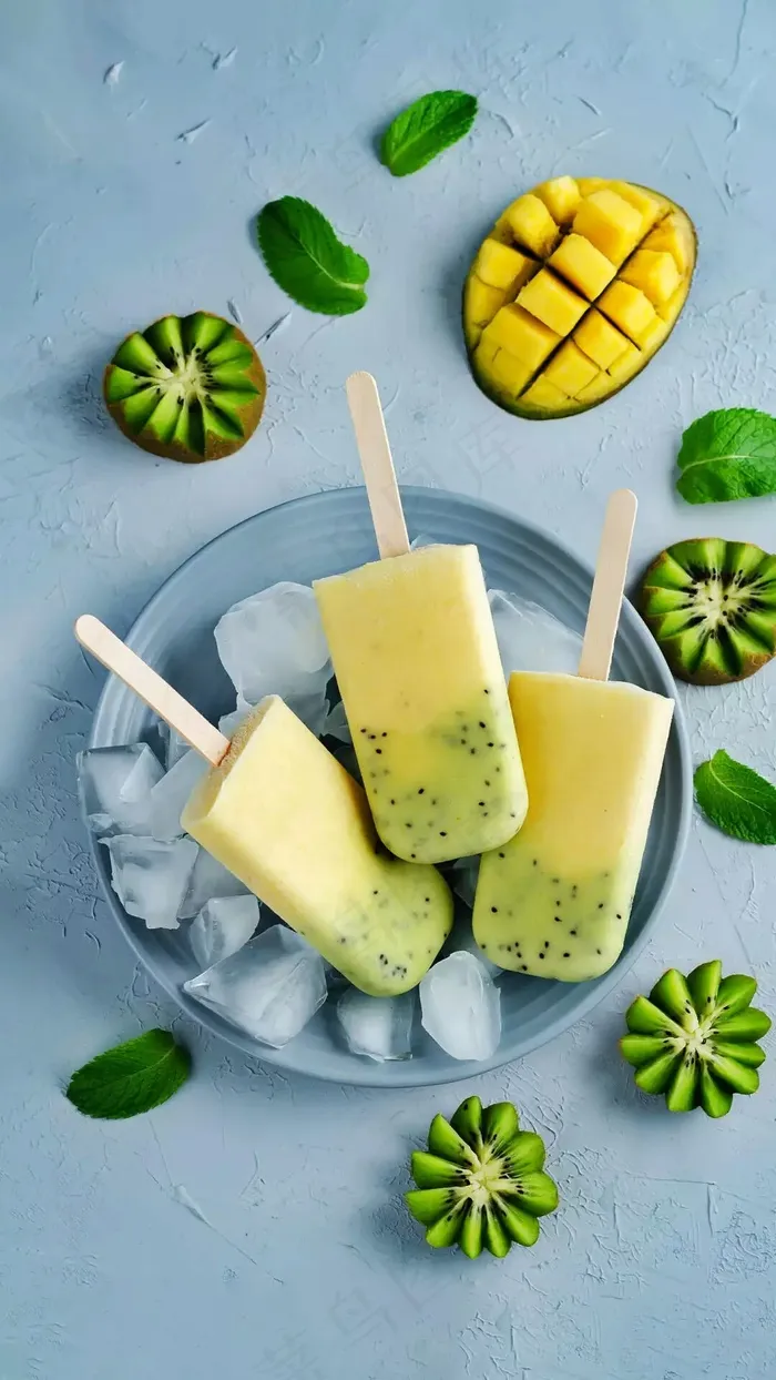 三根雪糕芒果高清摄影图片