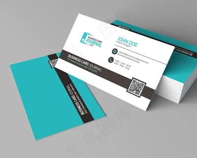 大气蓝色名片模板二维码