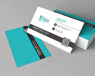 大气蓝色名片模板二维码