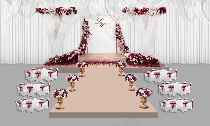 婚礼效果图白红韩式婚礼(2953X1772(DPI:75))psd模版下载