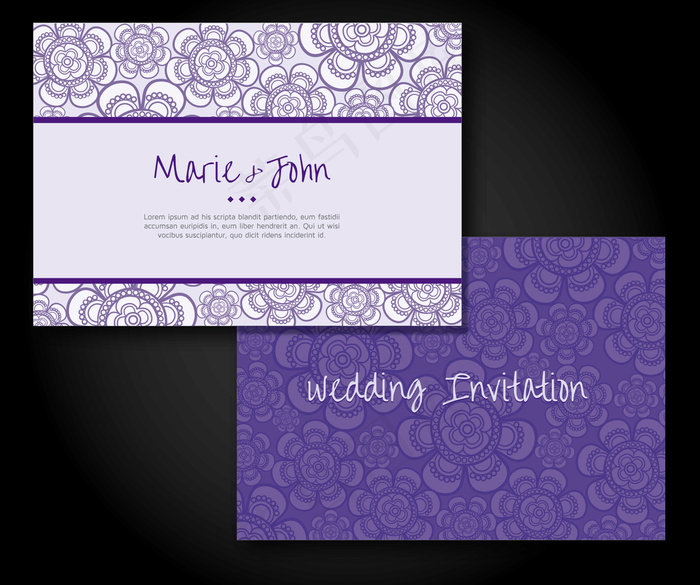 紫色婚礼邀请套