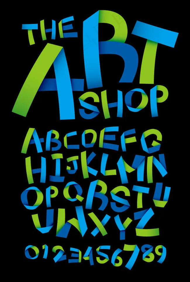 彩色折纸字母设计矢量素材eps,ai矢量模版下载