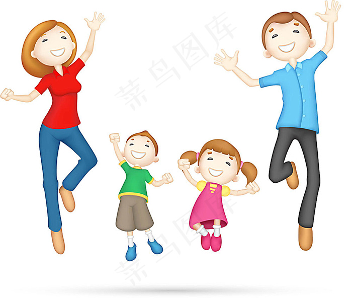 开心跳舞的家庭人物