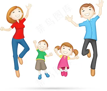 开心跳舞的家庭人物
