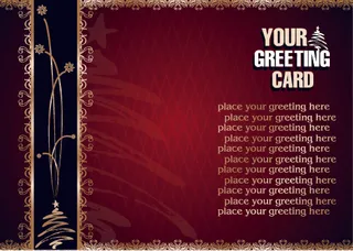 金色花边圣诞节贺卡矢量素材