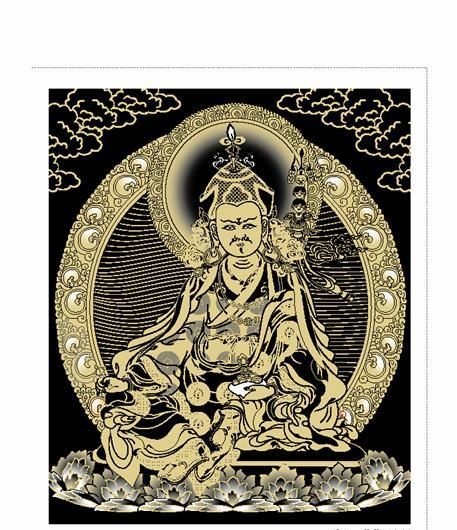 唐卡莲花生大师ai矢量模版下载