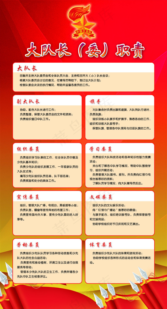 少先队展板_少先队大队委职责(3250X6000(DPI:127))psd模版下载