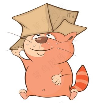箱子放头上的小猫图片