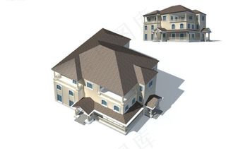 时尚豪华高档别墅3D立体模型素材