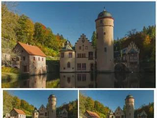 欧洲古堡建筑池塘旅游美景