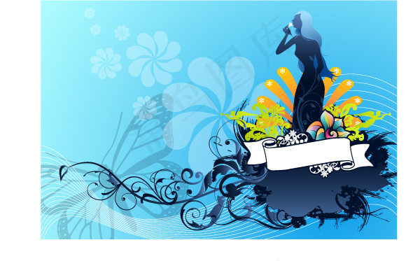 多款女人与潮流花纹矢量素材