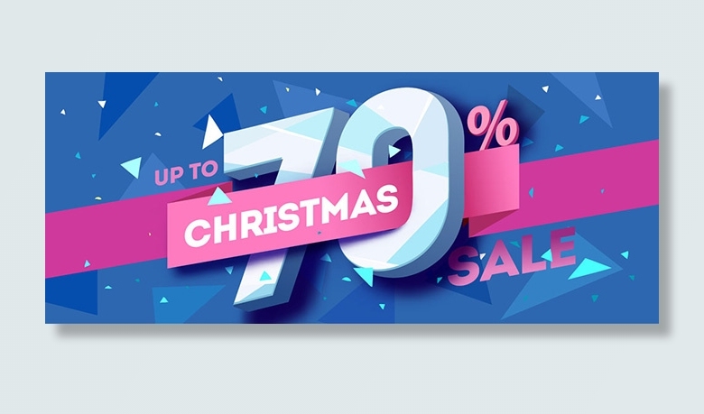 圣诞节7折促销Banner设计矢量...