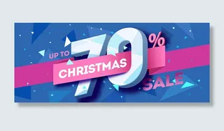 圣诞节7折促销Banner设计矢量...