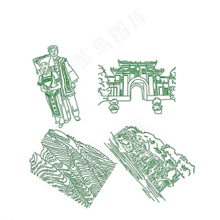 手绘名胜景区图片