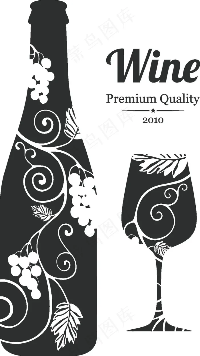 手绘花纹酒瓶cdr矢量模版下载