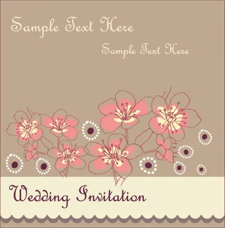 矢量复古花纹结婚请柬卡片素材