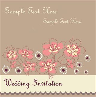 矢量复古花纹结婚请柬卡片素材