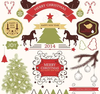 圣诞标贴丝带和装饰品图片 圣诞标贴丝带和装饰品图片