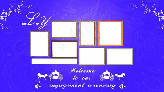 紫色婚礼照片墙