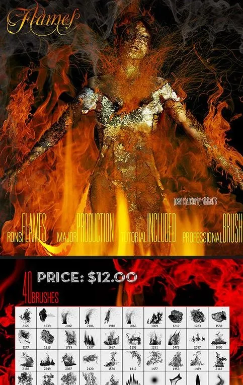 rons公司出品的高清晰真实火焰火苗ps笔刷图片