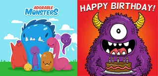 卡通怪兽矢量图片 AI