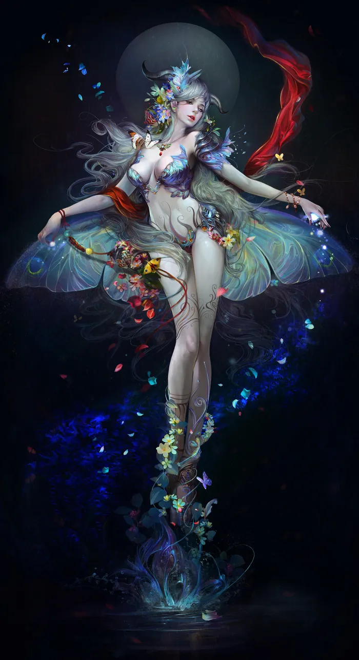 高清唯美梦幻美女玄关过道壁画