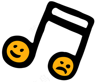 两个连接的快乐的第八个音符