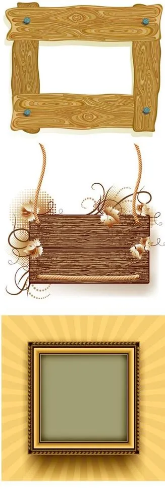 3款木纹相框边框矢量素材图片