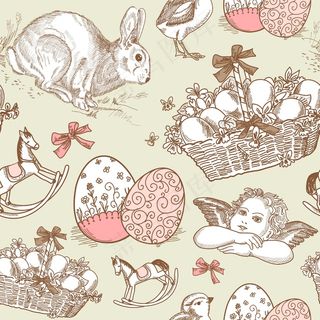 Vintage复活节无缝背景