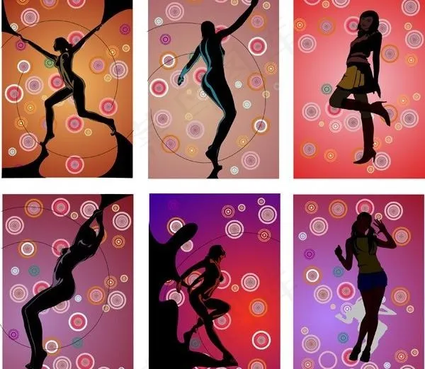 冷动态跳舞的女孩矢量素材ai矢量模版下载