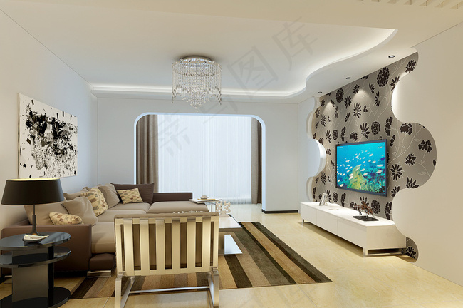 现代愉景客厅 餐厅整套图图片