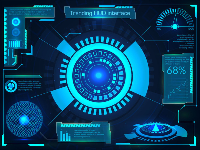 蓝色立体圆形界面图片1ai矢量模版下载