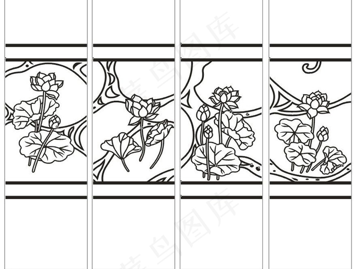 荷花移门图图片