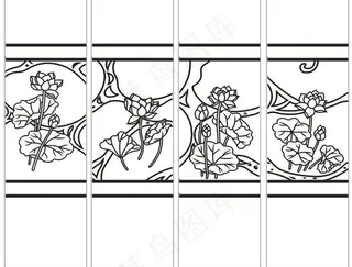 荷花移门图图片