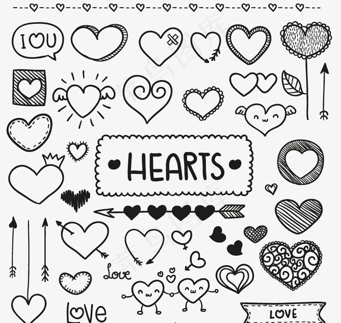手绘爱心元素矢量设计