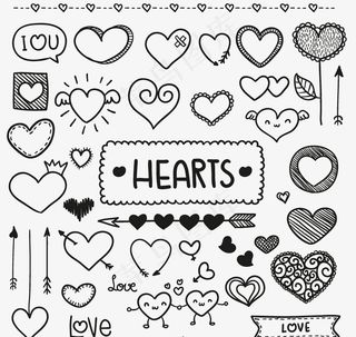 手绘爱心元素矢量设计